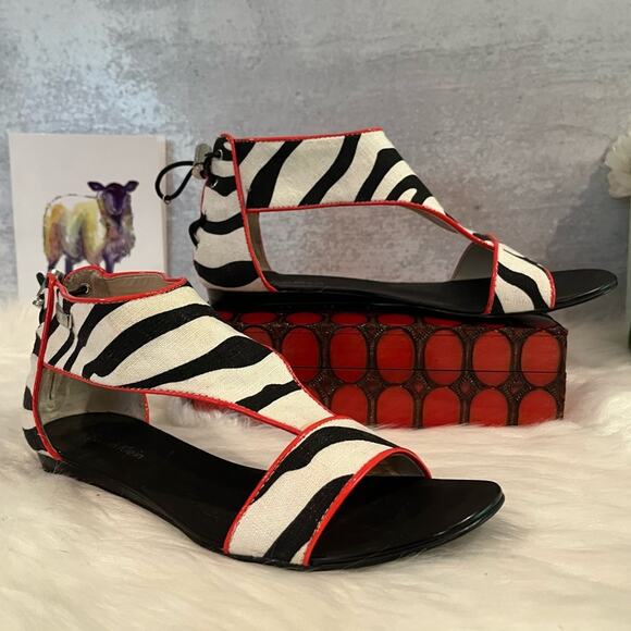 NEW Calvin Klein Searra 2 Fabric and Leather Striped Toggle Sandals Size 5 NWOT - Picture 10 of 15